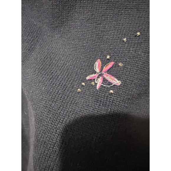 Talbots Womens Angel Full Zip Knit Cardigan Sweater XL Navy Blue Mock Neck - Picture 12 of 12